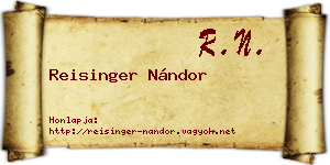Reisinger Nándor névjegykártya